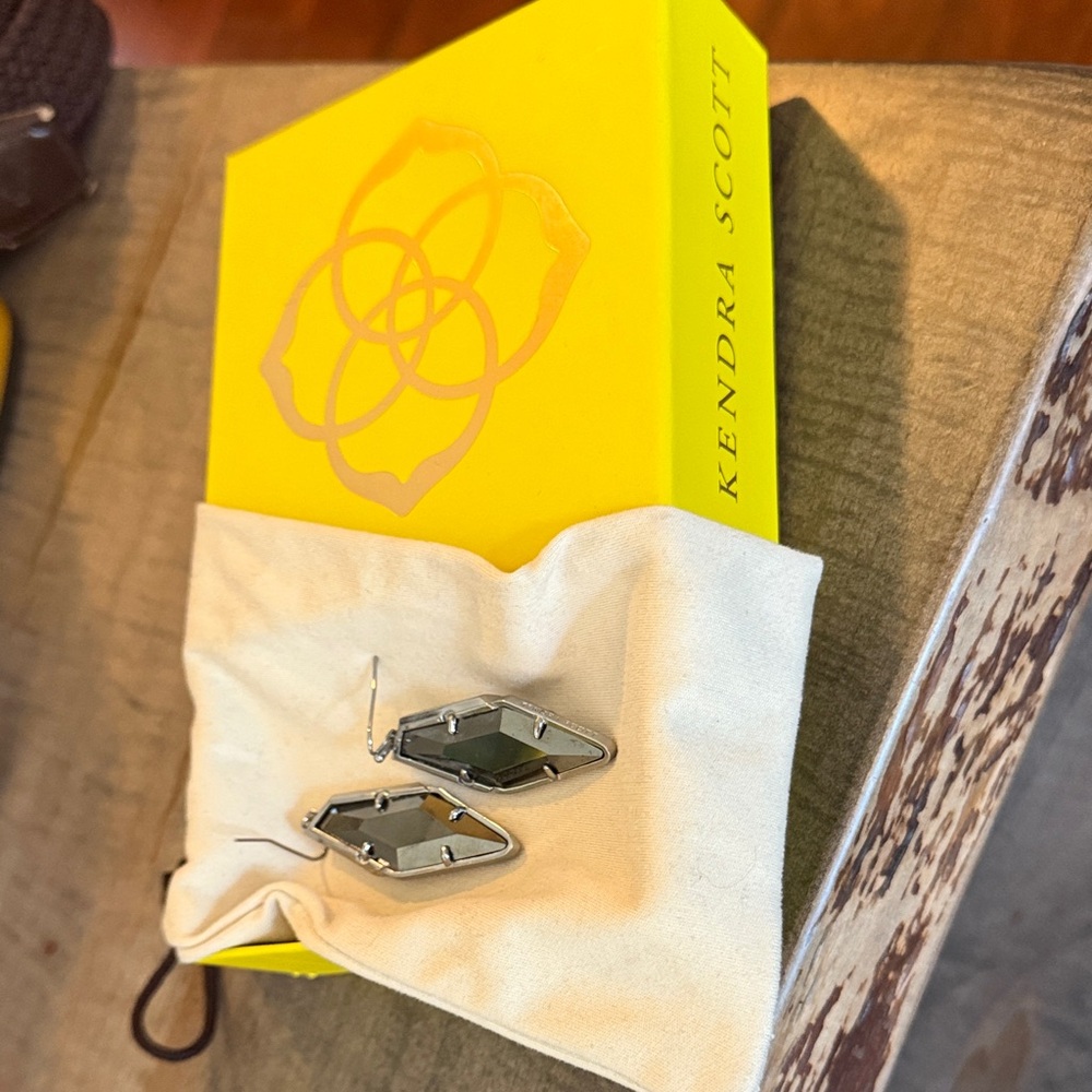 Kendra Scott Silver Earrings with Green Accents
